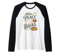 Paz Amor Pan Paloma Masa Madre Panadería Casera Hornear Camiseta Manga Raglan