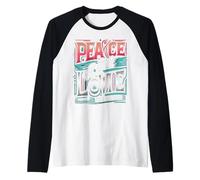 Paz & Amor para Todos Construyendo Unidad Amor Paz Brillo Brillante Camiseta Manga Raglan