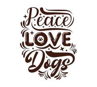 paz amor perros Calcomanías de pared 40x51.2cm Cultura del tatuaje Café