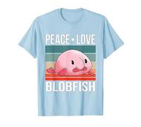 Paz Amor Pez Borrón Retro Peces Aguas Profundas Camiseta, Hombre, Azul Bebé, XXL