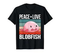 Paz Amor Pez Borrón Retro Peces Aguas Profundas Camiseta, Hombre, Negro, XL