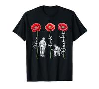 Paz Amor Recuerda Flor Roja Amapola Soldado Veterano Día Camiseta