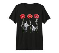 Paz Amor Recuerda Flor Roja Amapola Soldado Veterano Día Camiseta Premium