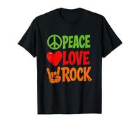 Paz Amor Rock Diversión Retroceso Vieja Escuela Movimiento Amoroso Camiseta