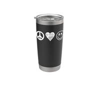 Paz, amor, sonríe con todo tu corazón y sé feliz, cara alegre Vaso térmico de acero inoxidable de doble pared