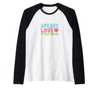 Paz Amor & Vegetarianos Colorido Arte Vegetariano Camiseta Manga Raglan