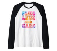 Paz Amor Y Coches Retro Vibe Car Lover 60s Style Motorcar Camiseta Manga Raglan