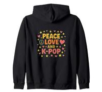 Paz Amor y K-Pop ilustración Pop coreano Sudadera con Capucha