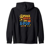 Paz Amor y K-Pop ilustración Pop coreano Sudadera con Capucha
