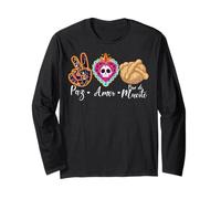 Paz, Amor Y Pan Dulce Dia de Los Muertos Sugar Skull Manga Larga