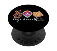 Paz, Amor Y Pan Dulce Dia de Los Muertos Sugar Skull PopSockets PopGrip Adhesivo