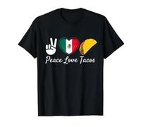 Paz, Amor y Tacos - Fiesta Mexicana del Cinco de Mayo Camiseta gráfica económica, Hombre, Negro, S