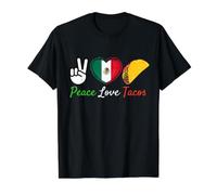 Paz, Amor y Tacos - Fiesta Mexicana del Cinco de Mayo Camiseta gráfica económica, Hombre, Negro, XL