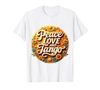Paz Amor Y Tango Amante Bailarina Profesor Instructor Vintage Camiseta gráfica económica, Hombre, Blanco, XL