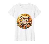 Paz Amor Y Tango Amante Bailarina Profesor Instructor Vintage Camiseta gráfica económica, Mujer, Blanco, XS