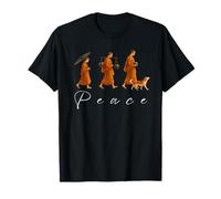 Paz Caminando Monjes y Perro Minimalista Arte Zen Mindfulness Camiseta