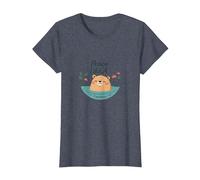 Paz como un Capibara: Lindo Regalo para Amantes del Zen de Animales Camiseta, Mujer, Azul Jaspeado, XS