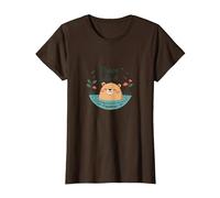 Paz como un Capibara: Lindo Regalo para Amantes del Zen de Animales Camiseta, Mujer, Marrón, L
