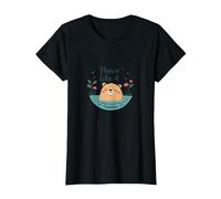 Paz como un Capibara: Lindo Regalo para Amantes del Zen de Animales Camiseta, Mujer, Negro, S