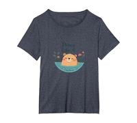 Paz como un Capibara: Lindo Regalo para Amantes del Zen de Animales Camiseta, Mujer Tallas Grandes, Azul Jaspeado, 5XL Grande