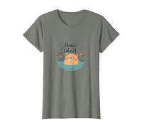 Paz como un Capibara: Lindo Regalo para Amantes del Zen de Animales Camiseta, Mujer, Verde Militar Jaspeado, XS