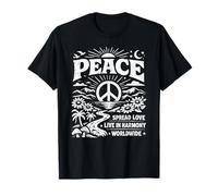 Paz Difusión Amor Vivir En Armonía En Todo El Mundo Retro Naturaleza Camiseta