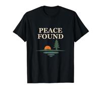 Paz Encontrado Tranquilo Lago Reflexión Paisaje Gráfi Camiseta gráfica económica, Hombre, Negro, M
