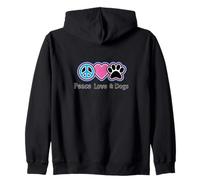 Paz Love & Dogs Peace Sign Heart Paw Print Dog Lover Sudadera con Capucha