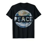 Paz Mundial en la Tierra Humanidad Consciente Amor y bondad Camiseta gráfica económica, Hombre, Negro, XL
