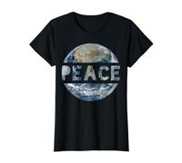 Paz Mundial en la Tierra Humanidad Consciente Amor y bondad Camiseta gráfica económica, Mujer, Negro, S