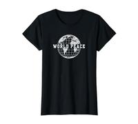 Paz Mundial, Paz para Todos, Camiseta gráfica económica, Mujer, Negro, S