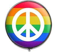Paz Rainbow LGBTQ Symbol - Pastillero con foto artística - Pastillero con encanto - Caja de cristal para dulces
