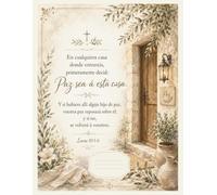Paz sea a esta casa: Cuaderno cristiano de líneas con Lucas 10:5-6 para oración, estudio bíblico, notas de sermones, gratitud y reflexiones | Tamaño grande 8.5 x 11 pulgadas