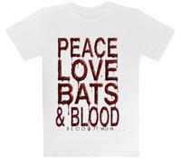 Paz Sin Miedo Amor Murciélagos Sangre Camiseta Blanca para Niños Camiseta De Manga Corta para Niños Kids White tee Children Short Sleeve T-Shirt