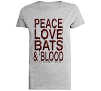 Paz Sin Miedo Amor Murciélagos Sangre Camiseta Gris Femenina Camiseta De Manga Corta para Mujer Unisex Black tee Baggy Oversized T-Shirt