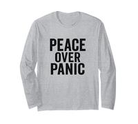 Paz sobre el pánico. Estoico, Vintage, Motivacional, Cita. Manga Larga