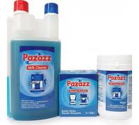 PAZAZZ Limpiador de Espumadores de Leche - Detergente Líquido para Cafeteras y Máquinas de Espresso - Elimina Residuos de Leche - Uso Doméstico y Profesional - 1000ml - Pack de 12