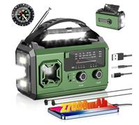 PAZEAU Radio de emergencia multifunción con Bluetooth, 27000 mAh, 3 modos de carga, radio FM/AM, alarma SOS, linterna, brújula, para exteriores, camping, desastres y cortes de energía