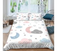 Pazeel Cartoon Night Sky Design Funda de Edredón Microfibra 3 Piezas Impresión 3D Cierre de Dibujo Animado Nocturno Sky diseño Funda Edredon Fundas de Almohada for niños y niñas Super King（260x220cm）