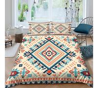 Pazeel Native American Geometric Funda Edredon 3 Piezas Compuesto Impresión 3D Cierre de Native American Geometric Funda de Edredón Funda de Almohada a Juego Lavables for niña Super King（260x220cm）