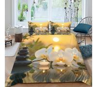 Pazeel Zen Meditation Style Funda de Edredón Microfibra 3 Piezas Compuesto Impresión 3D Cierre de Zen Meditation Estilo Funda Edredon Fundas de Almohada Antibacteriana for Familia King（220x240cm）