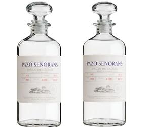 Pazo de Señorans - Aguardiente de Orujo | 100 % Albariño | Doble destilación tradicional | 41 % vol. | Cristalino, sedoso y aromático - 2 Botellas 50cl