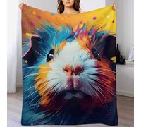 PAZZK Manta Blanket Flannel Animal Conejillo De Indias para Sófas Mantilla De Franela para Siesta Suave Manta para Cama Ligera Y Cálida Felpa Cama Habitacion Manta（100×130cm）