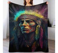 PAZZK Manta para Sofá De Franela Indios, One Piece Mantas para Cama Suave - Manta Pelo De Flannel Transpirable Hipoalérgica, Manta Forro Polar （100×130cm）