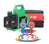 PB Motor Tech - Juego de Bomba de vacío y manómetro - Bomba de 4.5 CFM con manómetro de Aluminio, acopladores rápidos, Adaptador 410, Herramienta de Grifo y Bolsa de Transporte, para refrigerantes