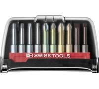 PB Swiss Tools BitCase con 10 puntas de cruz largas Pozidriv Torx | PB E6.702 BC | 100% hecho en Suiza | Juego de puntas con clip de correa para aplicaciones estándar en la industria y la artesanía