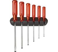 PB Swiss Tools Destornillador Set (Talla 1 - 6 mm), PB 240, de 6 piezas, incluye soporte de pared, 100% Swiss Made, garantía de por vida