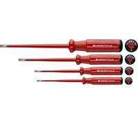 PB Swiss Tools Juego de destornilladores Electricistas VDE PB 5538 SL de 4 piezas, planos (Talla 2 - 5), aislado hasta 1000 V, 100% Swiss Made, Rojo, garantía ilimitada