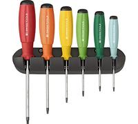PB Swiss Tools Juego de destornilladores Torx PB 8440 RB, 100% fabricado en suiza, 6 piezas, juego de destornilladores de colores T8/T9/T10/T15/T20/T25, incluye soporte de pared