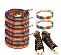 PBAHAUP 4 Pares Cordones de Arco Iris para Zapatillas con 2 Piezas, Accesorios Multicolor Brillantes, Símbolo de Orgullo LGBT y Diversidad, para Adultos y Jóvenes en Festivales y Vida Diaria